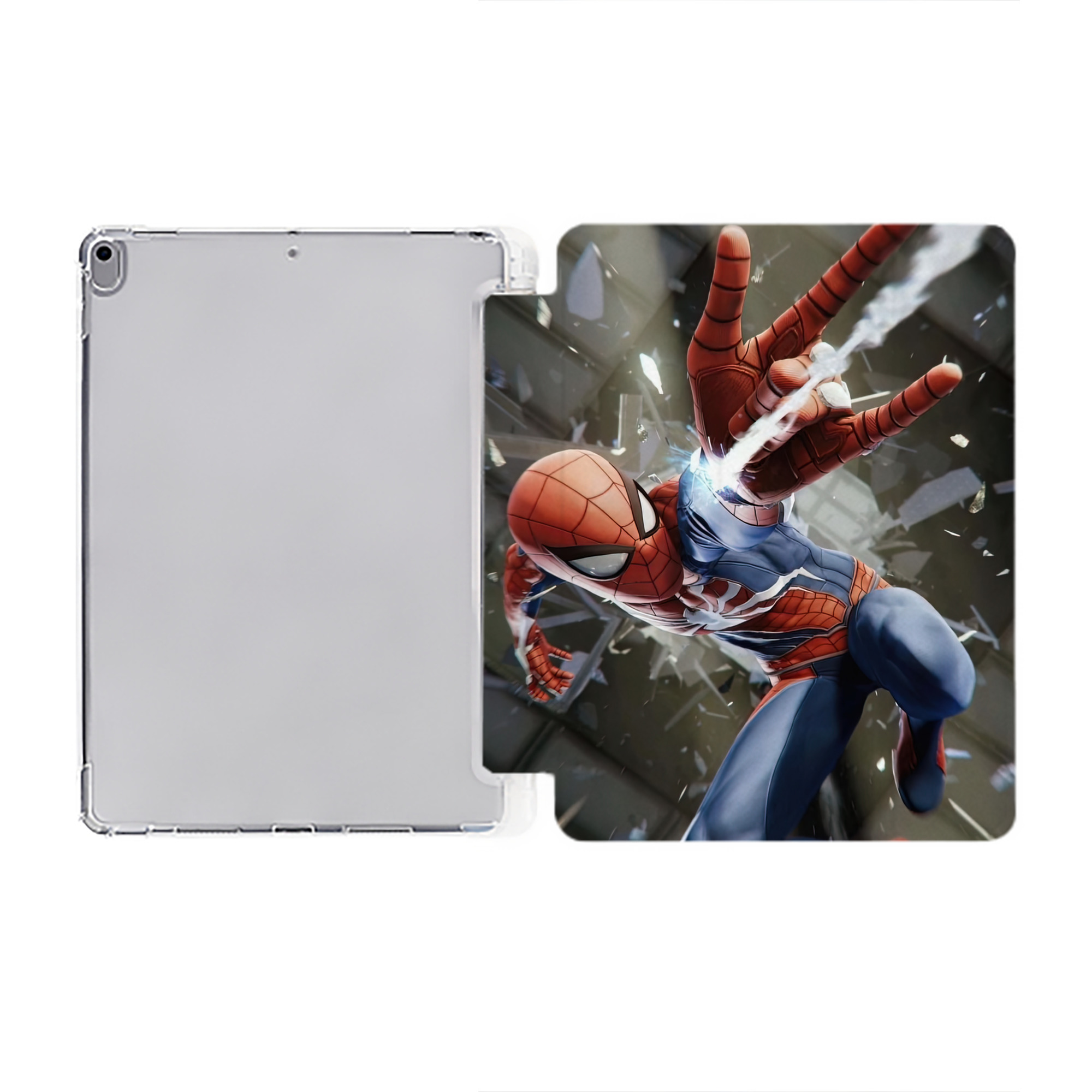 （画像用） Spider Man スパイダーマン IPad ケース ペン収納付き 三つ折りスタンド PUレザー×シリコン 対応機種9.5/10.5/10.9インチ